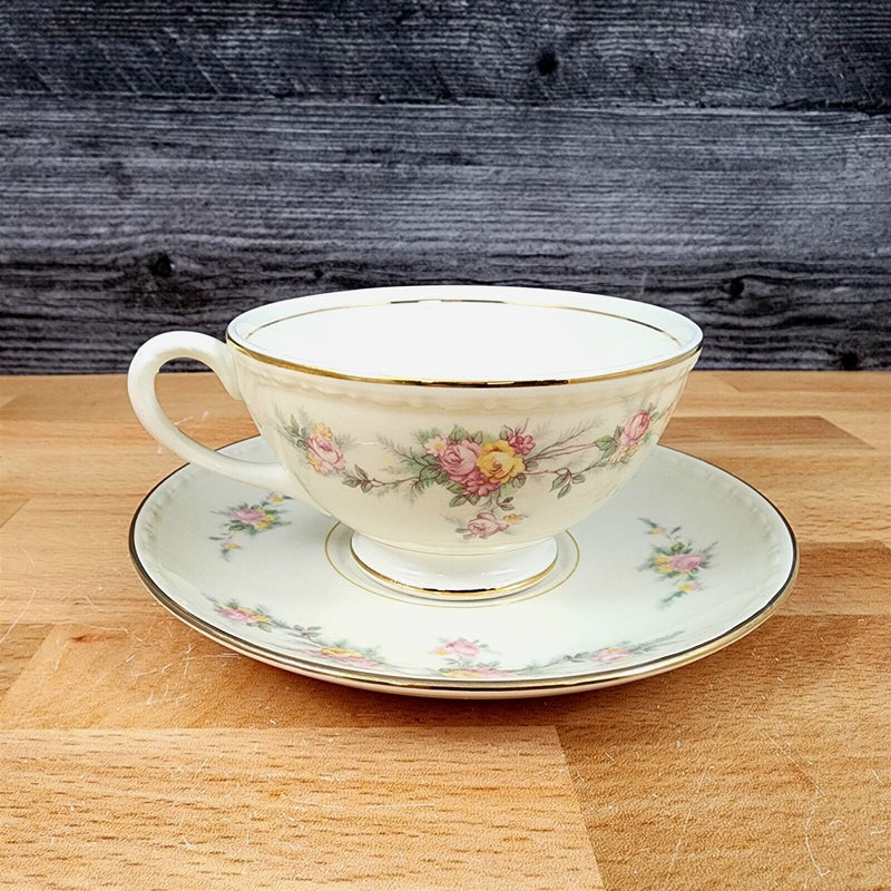 Load image into Gallery viewer, Homer Laughlin Countess Georgian Eggshell Set of 2 Floral Cup and Saucer F49N5