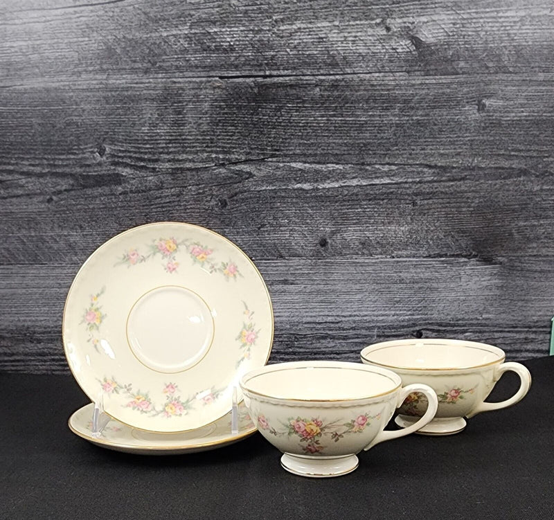 Load image into Gallery viewer, Homer Laughlin Countess Georgian Eggshell Set of 2 Floral Cup and Saucer F49N5
