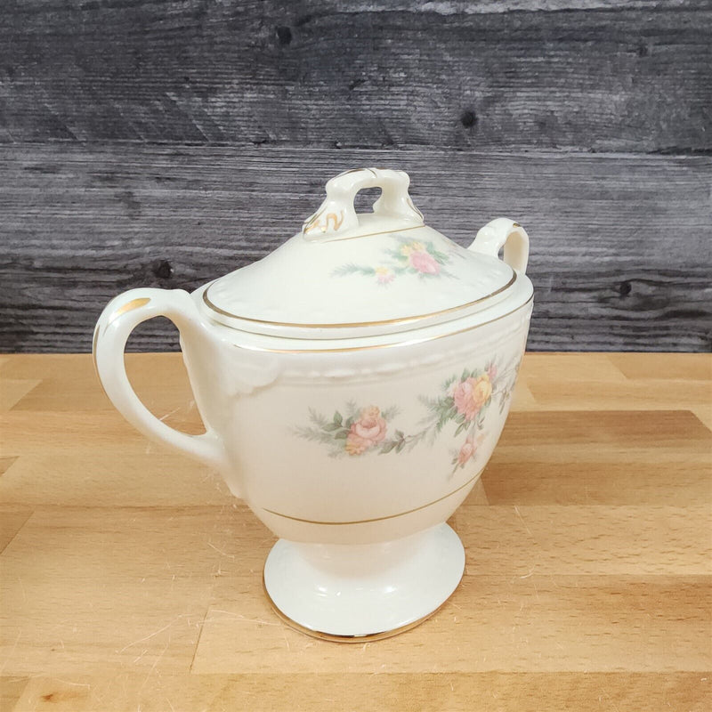 Load image into Gallery viewer, Homer Laughlin Countess Georgian Eggshell Sugar Bowl Yellow & Pink Flowers E49N5