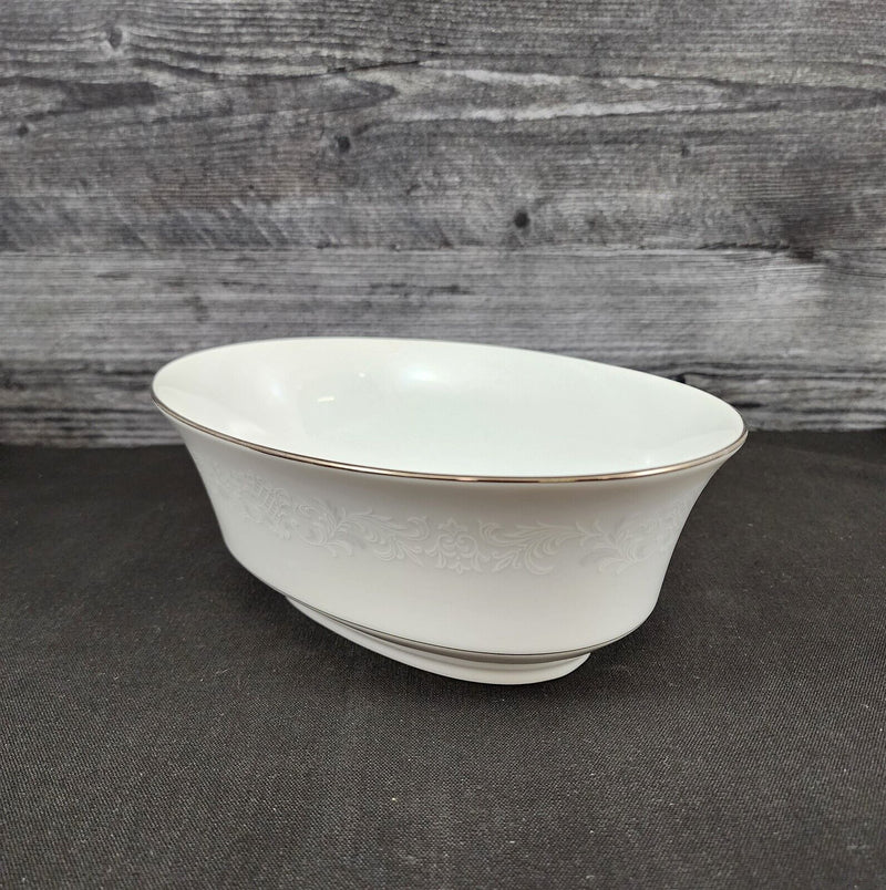 Load image into Gallery viewer, Sango Florence Vegetable Oval 9" Serving Bowl Gray Scrolls Japan 3646 Dishware