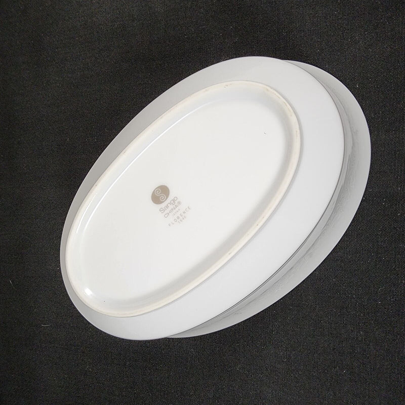 Load image into Gallery viewer, Sango Florence Vegetable Oval 9" Serving Bowl Gray Scrolls Japan 3646 Dishware