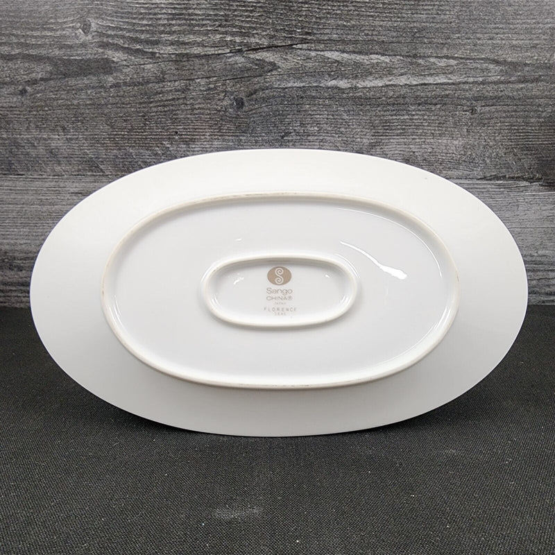 Load image into Gallery viewer, Sango Florence Gravy Boat with Attached Under Plate Gray Scrolls Japan 3646