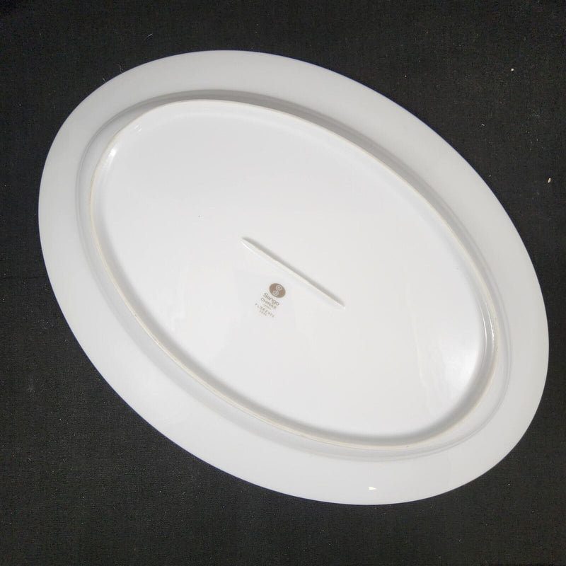 Load image into Gallery viewer, Sango Florence Platter Oval 16" Serving Plate Gray Scrolls Japan 36465 Dishware