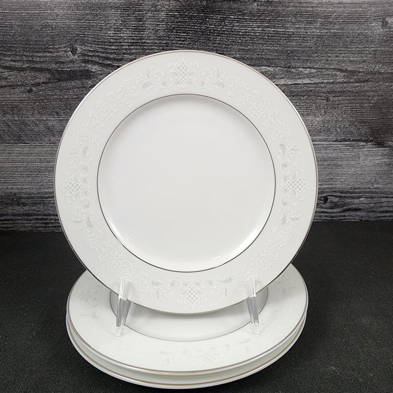 Load image into Gallery viewer, Sango Florence Salad Plate Set of 3 Gray Scrolls Japan 3646 Dishware 7 3/4"