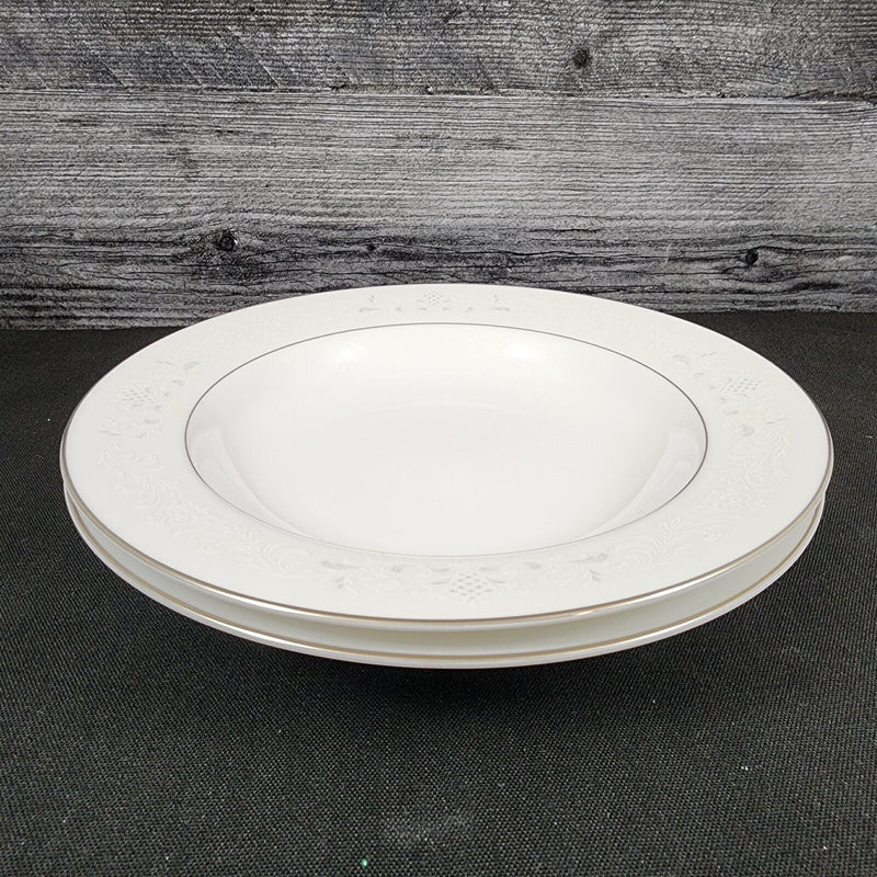 Load image into Gallery viewer, Sango Florence Set of 2 Soup Coupe Bowl 7 5/8" Gray Scrolls Japan 3646 Dishware