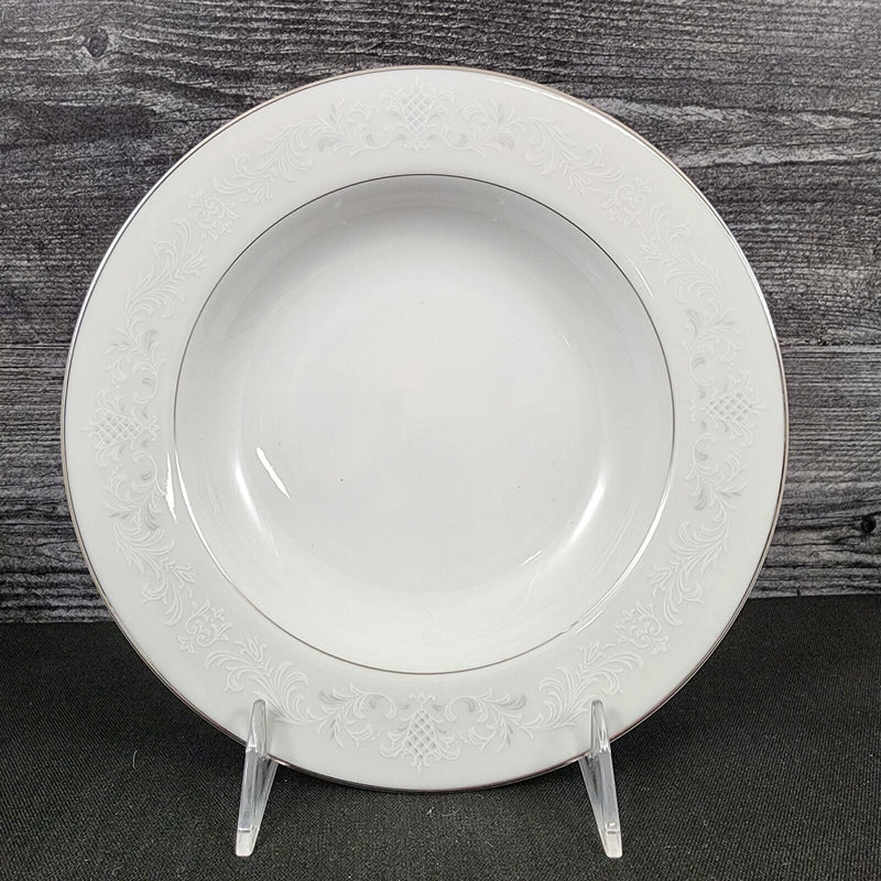 Load image into Gallery viewer, Sango Florence Set of 2 Soup Coupe Bowl 7 5/8" Gray Scrolls Japan 3646 Dishware