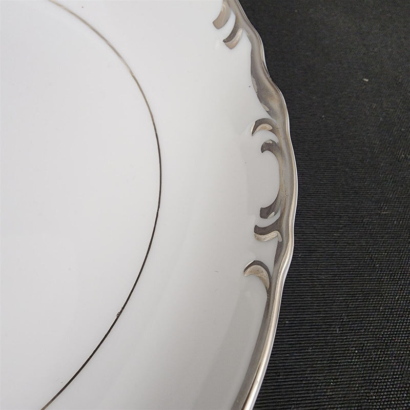 Load image into Gallery viewer, Mikasa Marlboro Set 2 Soup Coupes Verge Scalloped Platinum Border White Bowl