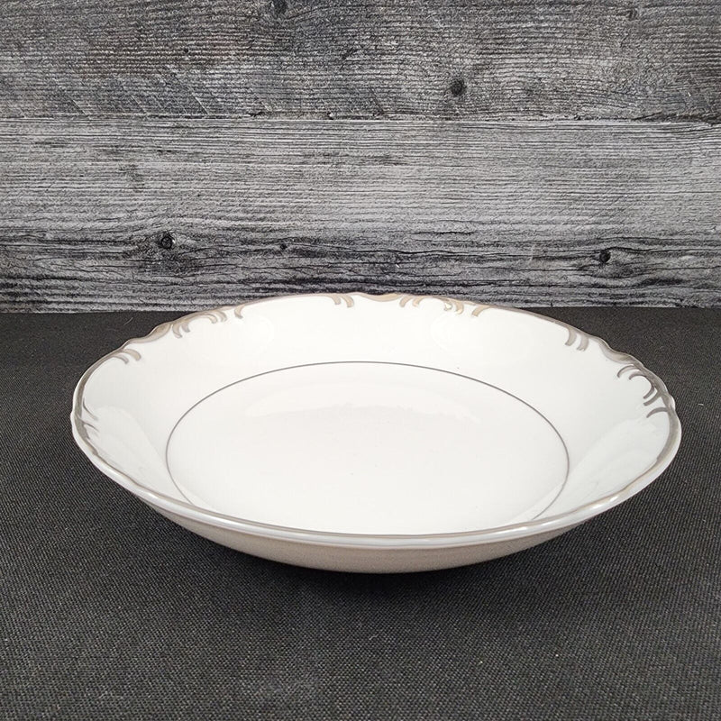 Load image into Gallery viewer, Mikasa Marlboro Soup Coupes Verge Scalloped Platinum Border White Bowl 9267