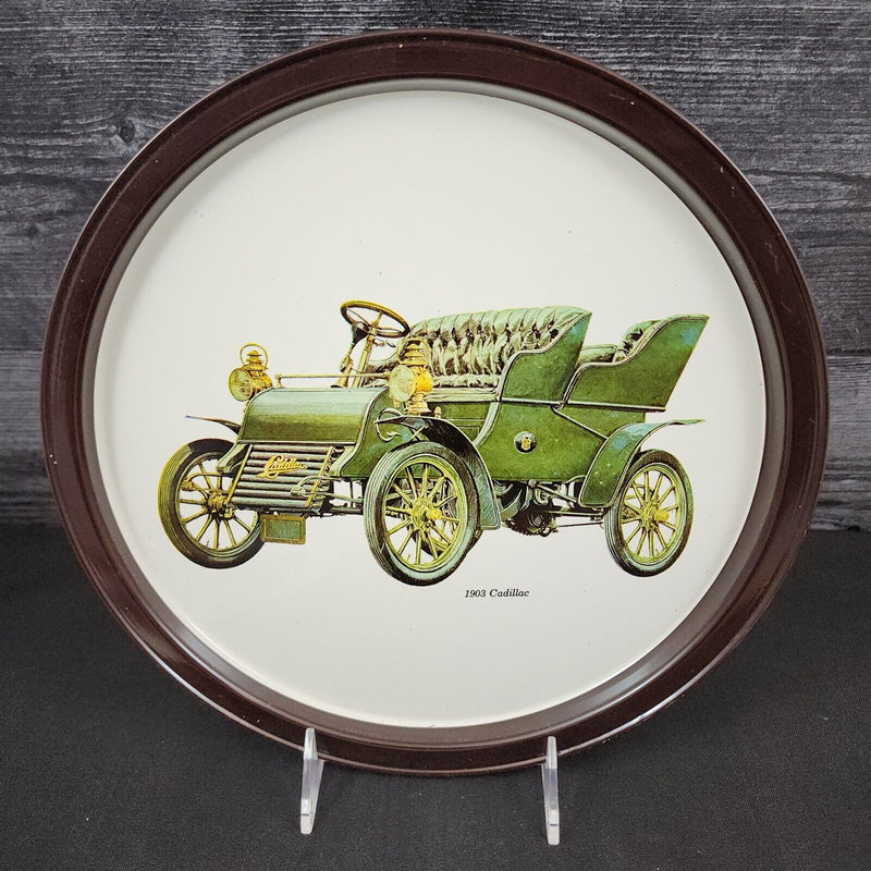 Load image into Gallery viewer, Cadillac 1903 Antique Car Collectible Serving Tin Tray VTG Metal Atlantic Can Co