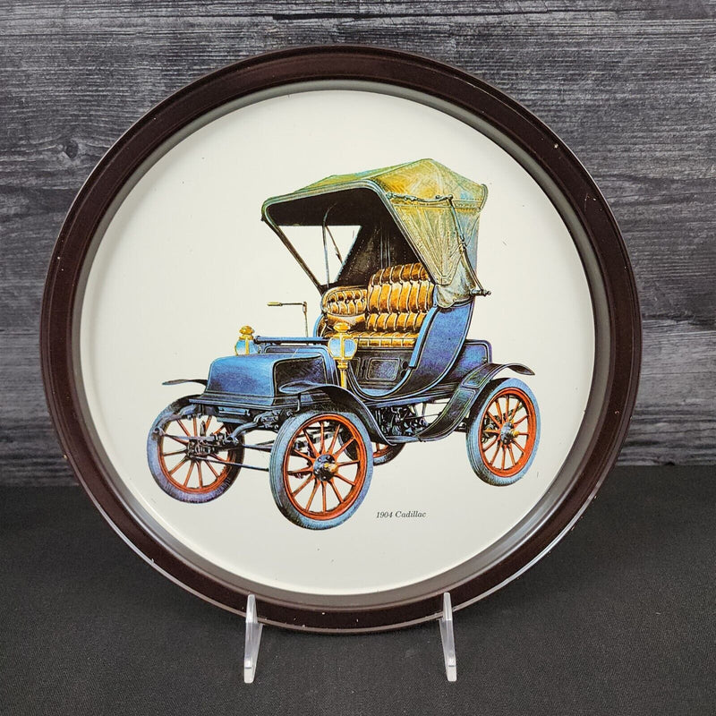 Load image into Gallery viewer, Cadillac 1904 Antique Car Collectible Serving Tin Tray VTG Metal Atlantic Can Co