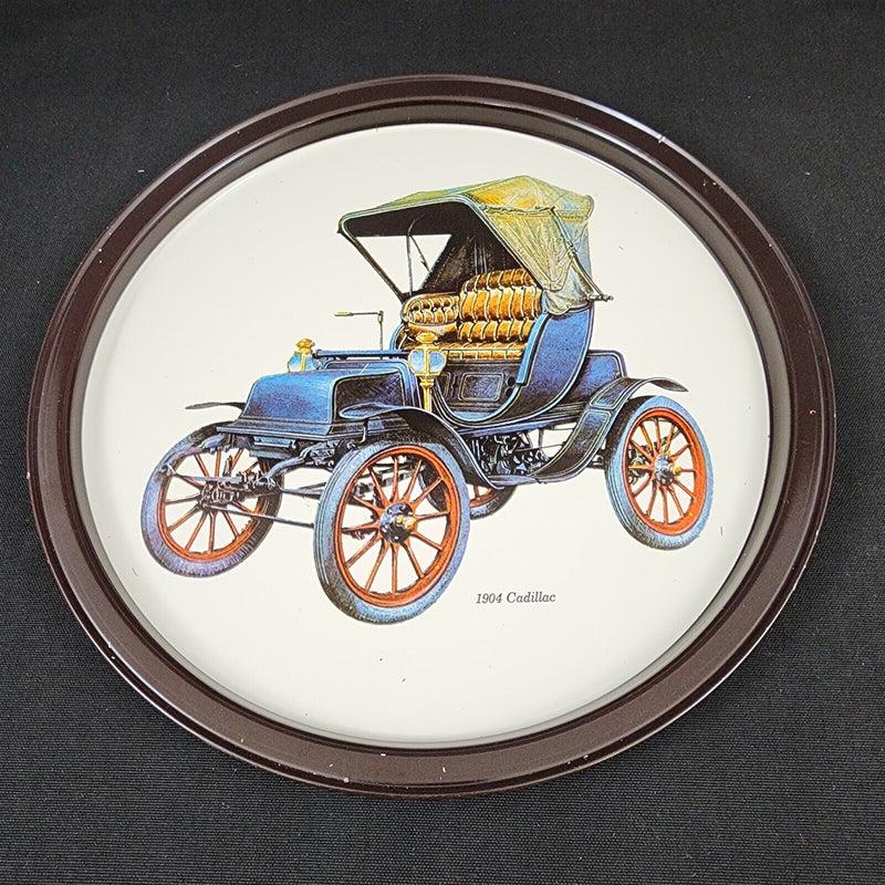 Load image into Gallery viewer, Cadillac 1904 Antique Car Collectible Serving Tin Tray VTG Metal Atlantic Can Co