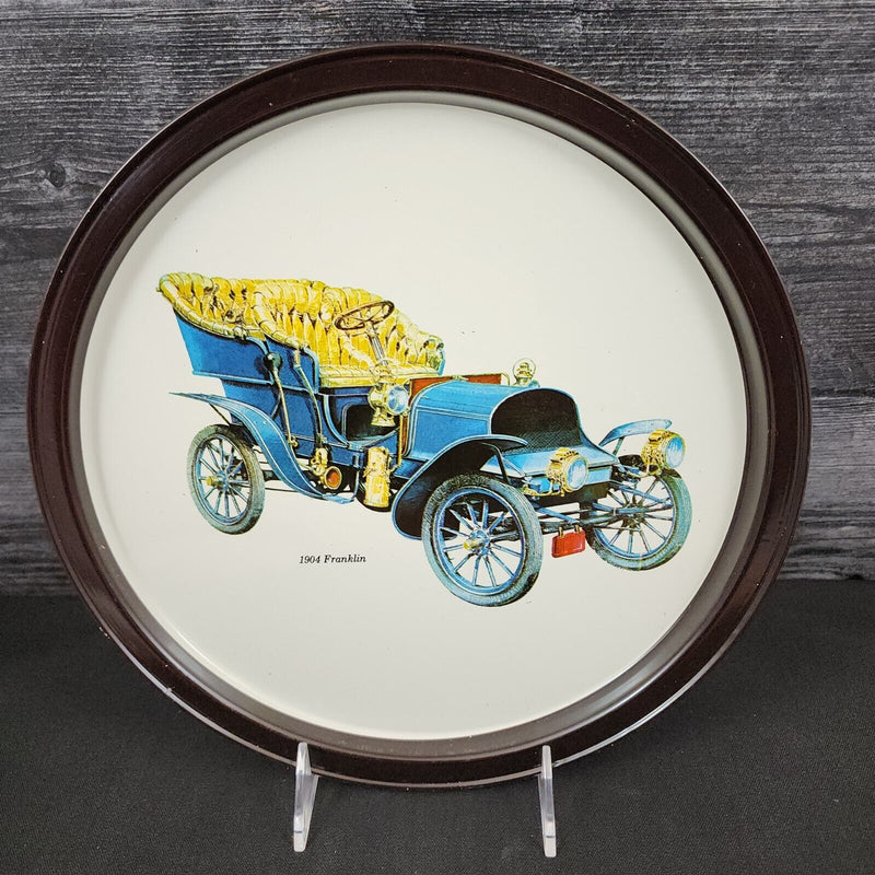 Load image into Gallery viewer, Franklin 1904 Antique Car Collectible Serving Tin Tray VTG Metal Atlantic Can Co