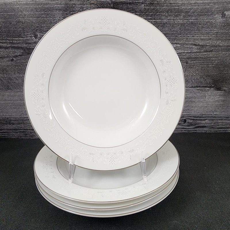 Load image into Gallery viewer, Sango Florence Set of 4 Soup Coupe Bowl 8 1/2" Gray Scrolls Japan 3646 Dishware