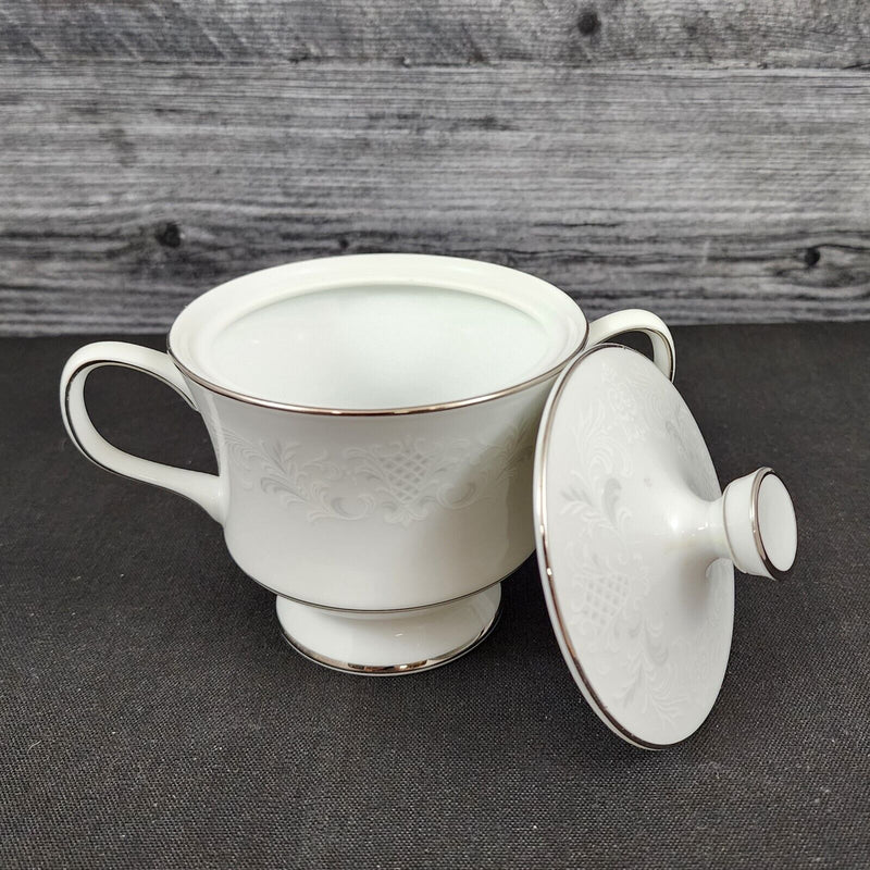 Load image into Gallery viewer, Sango Florence Sugar Bowl with Lid Gray Scrolls Japan 3646 Dishware Tableware