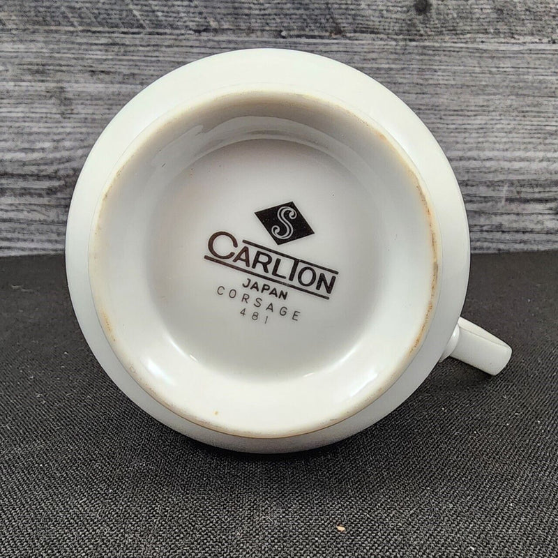 Load image into Gallery viewer, Carlton Corsage Creamer Pitcher 8 oz Vintage Pink Blue White Flowers Japan 481