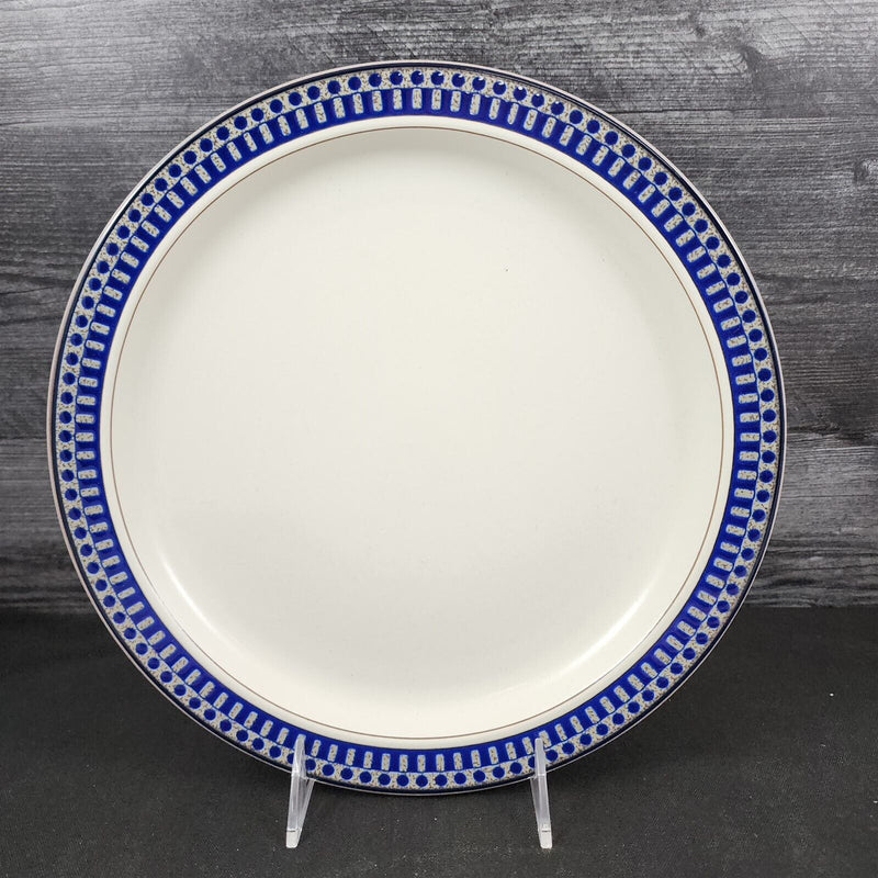 Load image into Gallery viewer, Mikasa Potters Touch Dinner Plate 11" Aztec Blue Gray Geometric Rim Dishware
