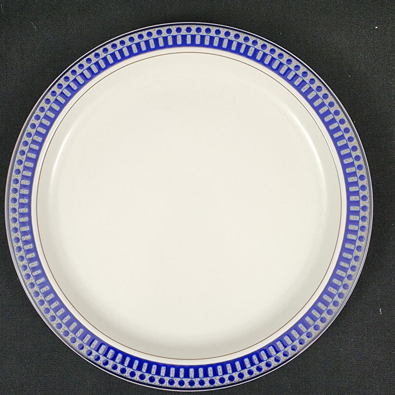 Load image into Gallery viewer, Mikasa Potters Touch Dinner Plate 11" Aztec Blue Gray Geometric Rim Dishware