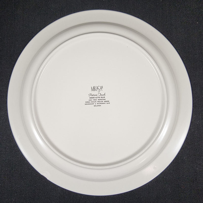 Load image into Gallery viewer, Mikasa Potters Touch Dinner Plate 11" Aztec Blue Gray Geometric Rim Dishware