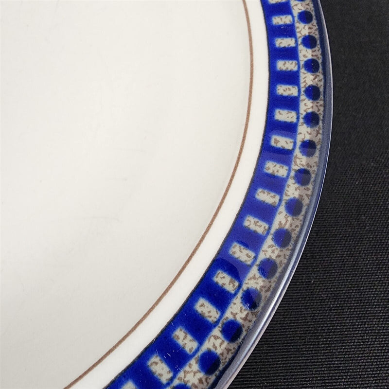 Load image into Gallery viewer, Mikasa Potters Touch Soup Bowl Aztec Blue Gray Geometric Rim Coupe Dishware