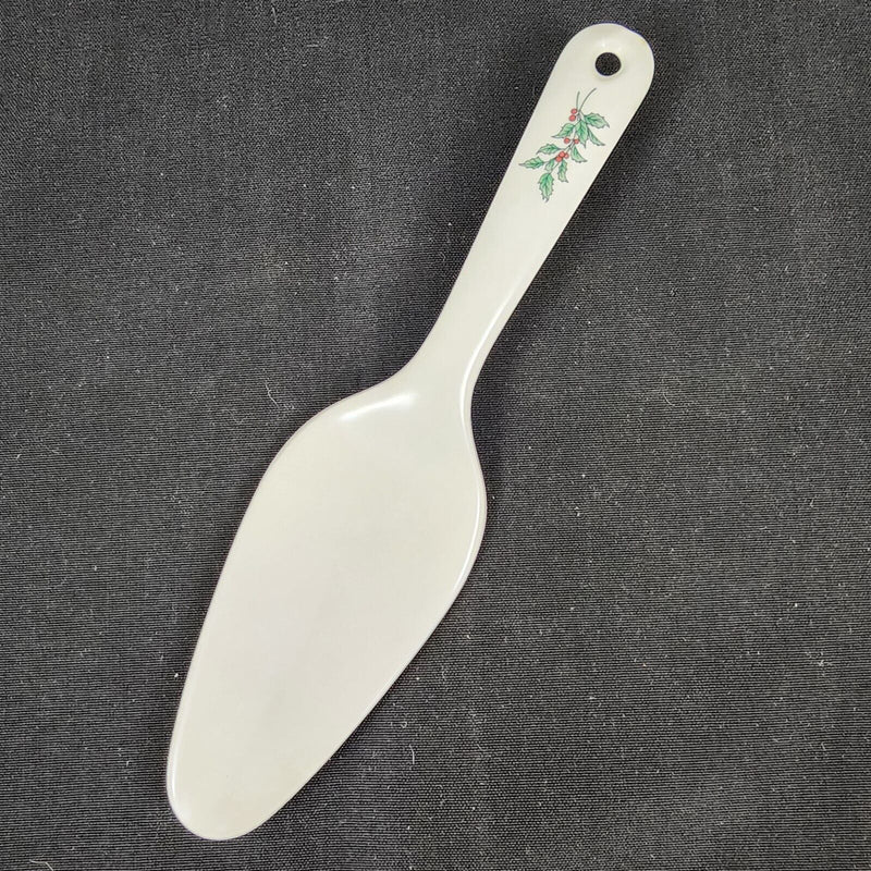 Load image into Gallery viewer, Nikko Cake Pie Server Ceramic Happy Holidays Christmas Tree Stars Presents 10"