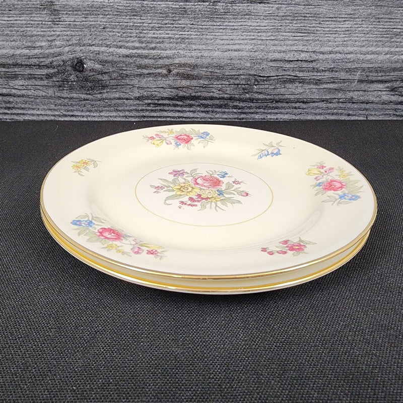 Load image into Gallery viewer, Homer Laughlin Dresden Bread Plate Set of 2 Eggshell Nautilus Floral 6 1/4” USA