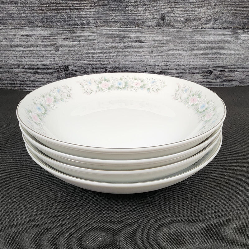 Load image into Gallery viewer, Sango Flower Garden Set of 4 Soup Coupe Bowl 7 5/8" Oxford Pink Blue Ceramic 535