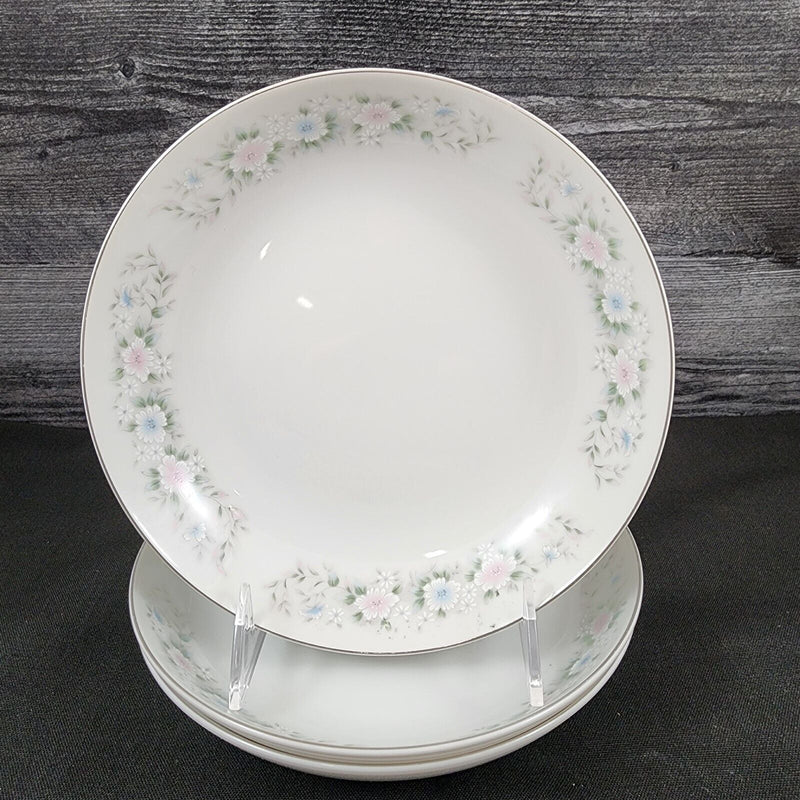 Load image into Gallery viewer, Sango Flower Garden Set of 3 Soup Coupe Bowl 7 5/8" Oxford Pink Blue Ceramic 535