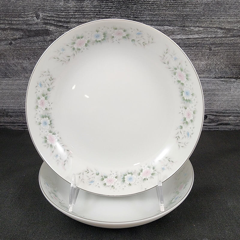 Load image into Gallery viewer, Sango Flower Garden Set of 2 Soup Coupe Bowl 7 5/8" Oxford Pink Blue Ceramic 535