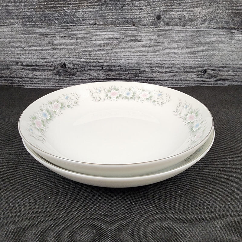 Load image into Gallery viewer, Sango Flower Garden Set of 2 Soup Coupe Bowl 7 5/8" Oxford Pink Blue Ceramic 535