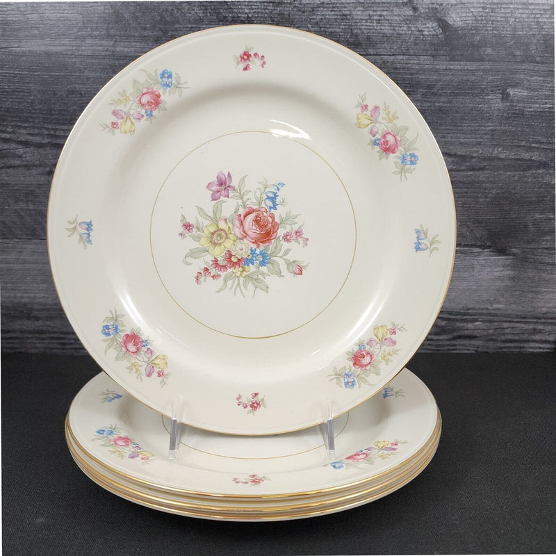 Load image into Gallery viewer, Homer Laughlin Dresden Dinner Plate Set of 4 Eggshell Nautilus Floral 10” USA