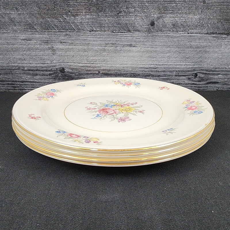 Load image into Gallery viewer, Homer Laughlin Dresden Dinner Plate Set of 4 Eggshell Nautilus Floral 10” USA