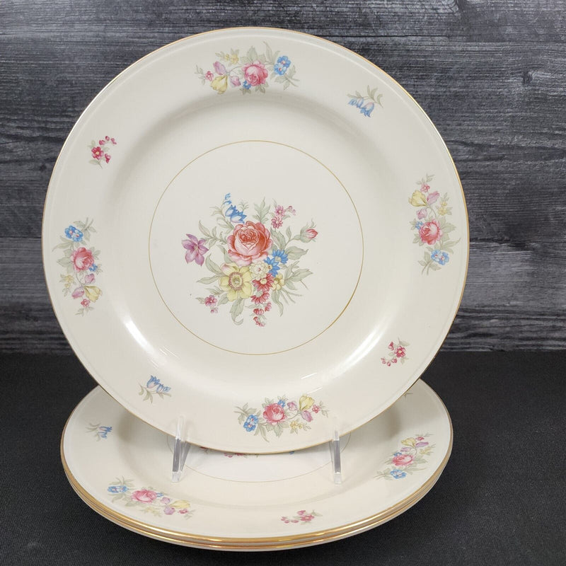 Load image into Gallery viewer, Homer Laughlin Dresden Dinner Plate Set of 3 Eggshell Nautilus Floral 10” USA