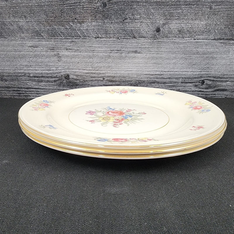 Load image into Gallery viewer, Homer Laughlin Dresden Dinner Plate Set of 3 Eggshell Nautilus Floral 10” USA