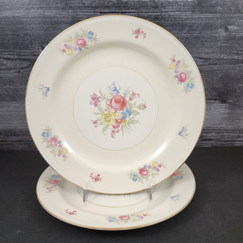 Load image into Gallery viewer, Homer Laughlin Dresden Dinner Plate Set of 2 Eggshell Nautilus Floral 10” USA