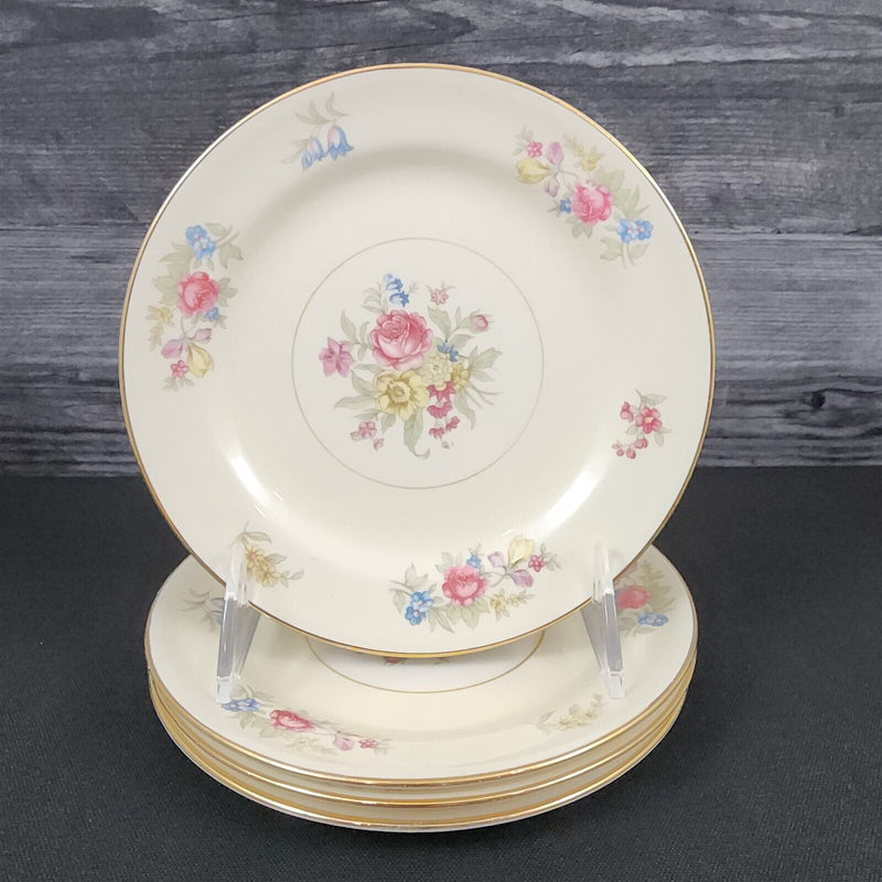 Load image into Gallery viewer, Homer Laughlin Dresden Bread Plate Set of 4 Eggshell Nautilus Floral 6 1/4” USA