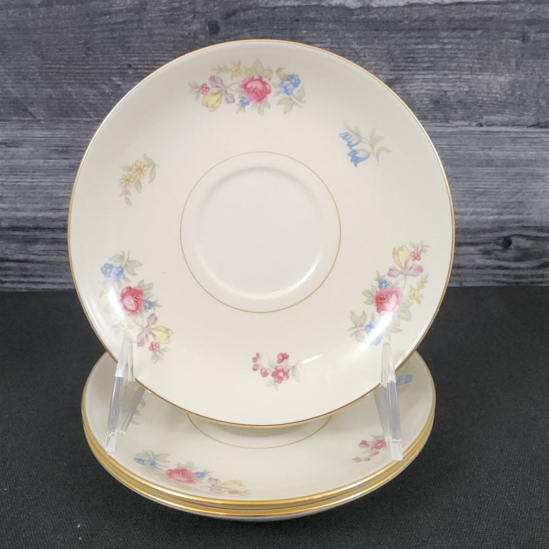 Load image into Gallery viewer, Homer Laughlin Dresden Saucer Set of 3 Eggshell Nautilus Floral 6” USA