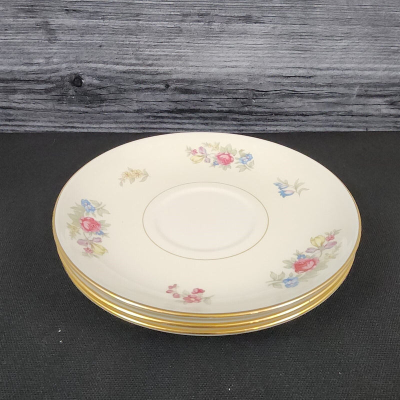 Load image into Gallery viewer, Homer Laughlin Dresden Saucer Set of 3 Eggshell Nautilus Floral 6” USA