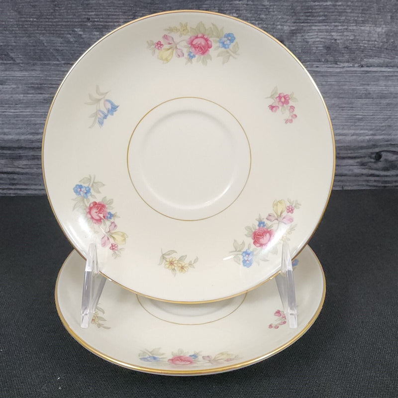 Load image into Gallery viewer, Homer Laughlin Dresden Saucer Set of 2 Eggshell Nautilus Floral 6” USA