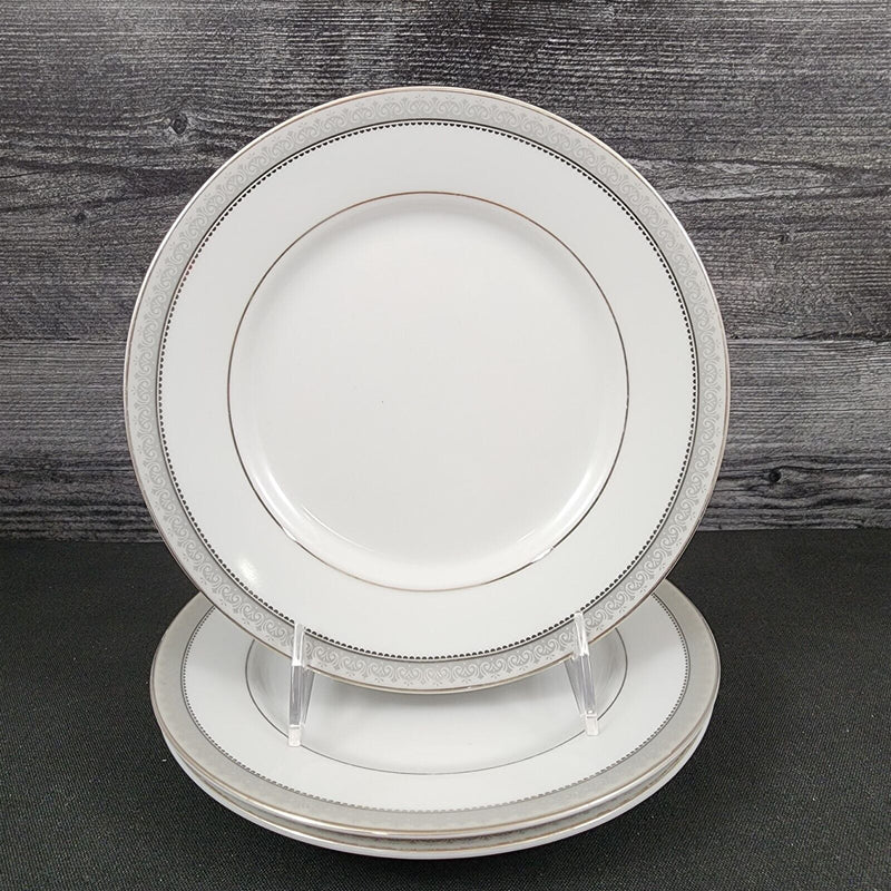 Load image into Gallery viewer, Mikasa Platinum Crown Salad Plate Set of 3 White Ceramic Fine China L3428
