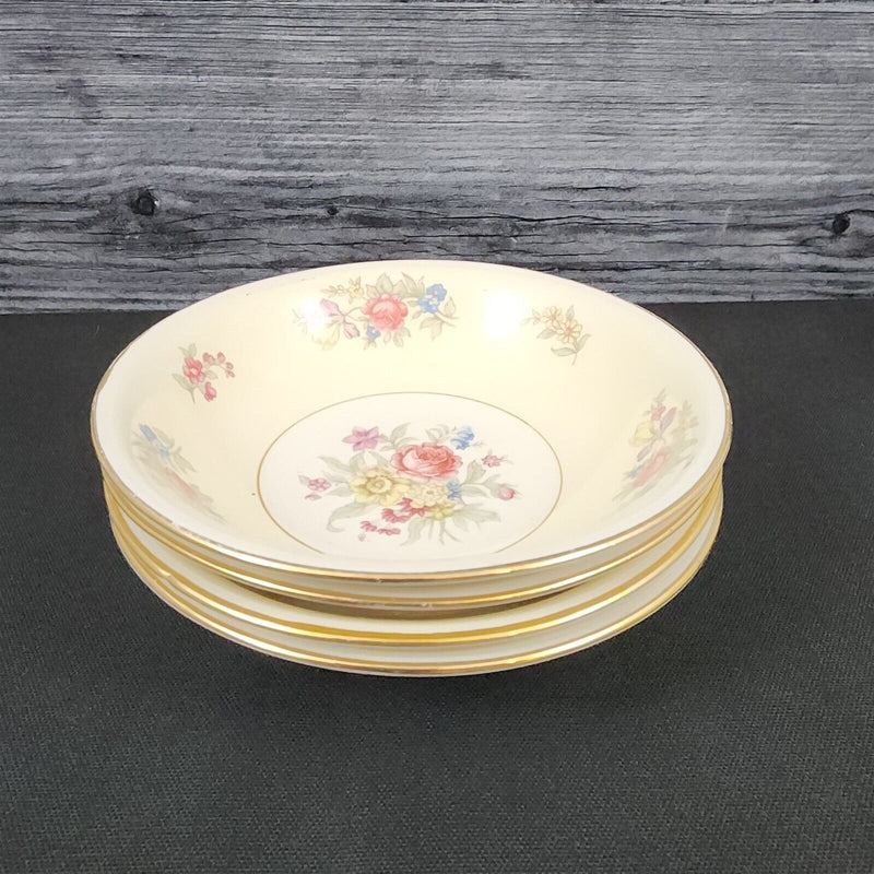 Load image into Gallery viewer, Homer Laughlin Dresden Dessert Bowl Set of 4 Eggshell Nautilus Floral 5 1/4” USA