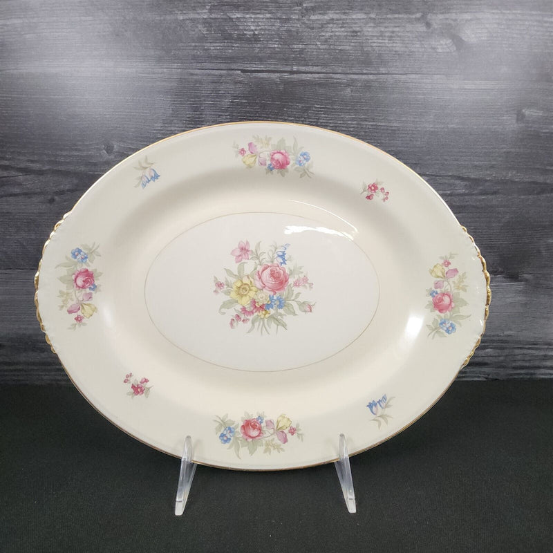 Load image into Gallery viewer, Homer Laughlin Dresden Serving Platter Oval 11" Eggshell Nautilus Floral USA