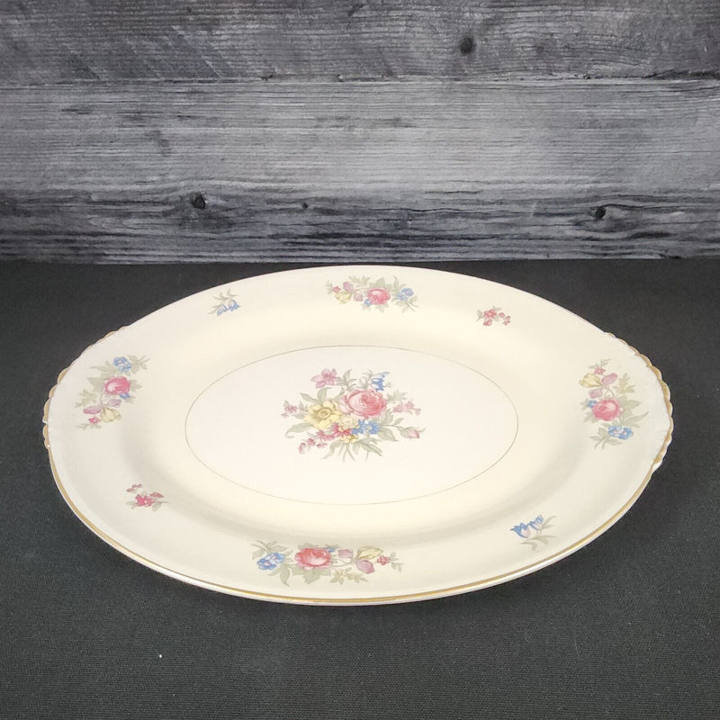 Load image into Gallery viewer, Homer Laughlin Dresden Serving Platter Oval 11" Eggshell Nautilus Floral USA