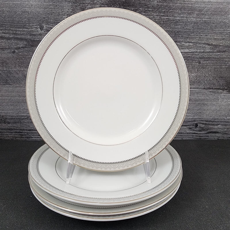 Load image into Gallery viewer, Mikasa Platinum Crown Salad Plate Set of 4 White Ceramic Fine China 8 " L3428