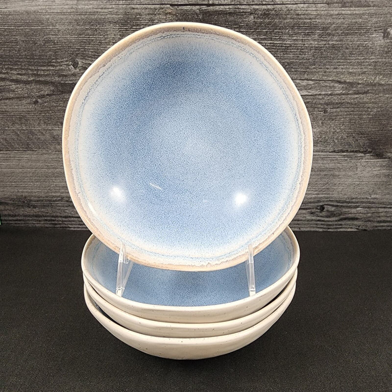 Load image into Gallery viewer, Pier 1 Imports Shoreline Blue Cereal Soup Bowl Set of 4 Stoneware Dishware