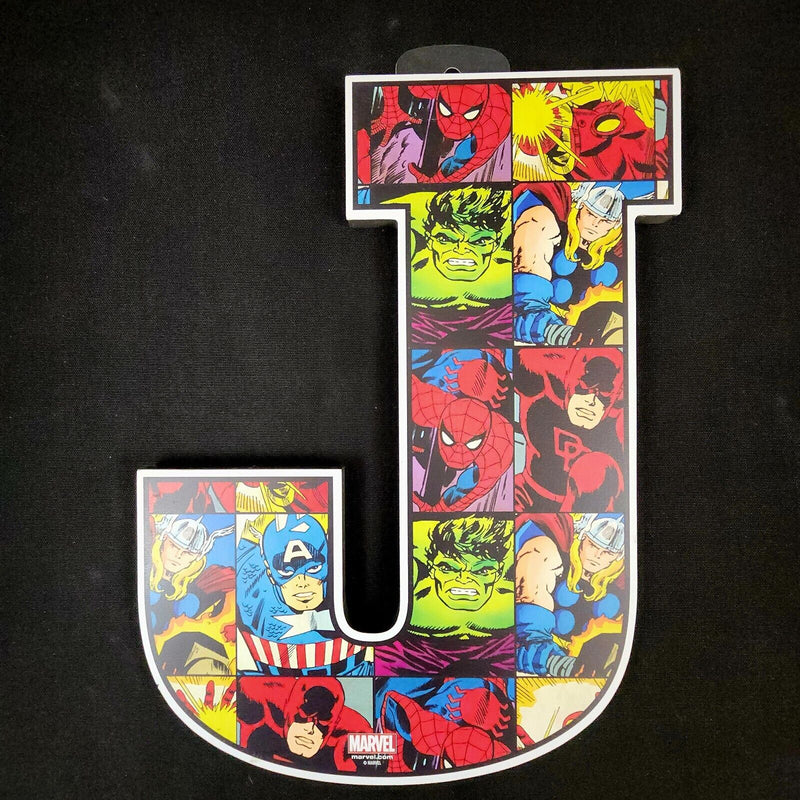 Load image into Gallery viewer, Marvel Letter J Wood Wall Art Print Dc Comics Superhero Décor For Kids Room