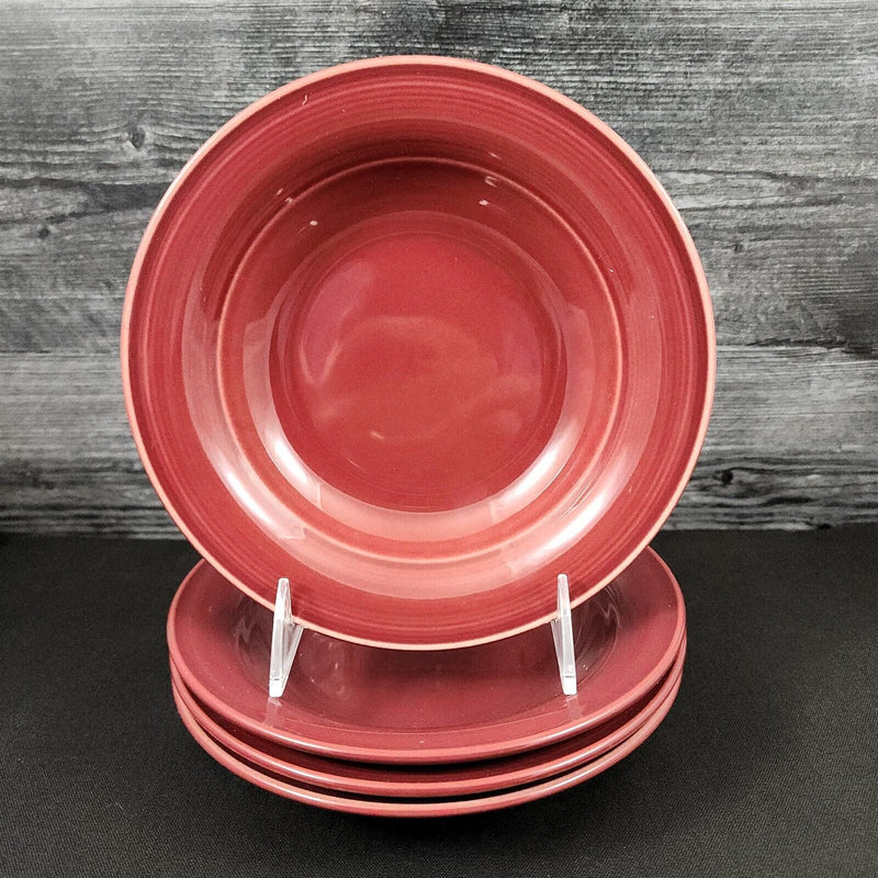 Load image into Gallery viewer, Nancy Calhoun Soup Bowl Raspberry Red Set of 4 Ceramic Stoneware Round 8"