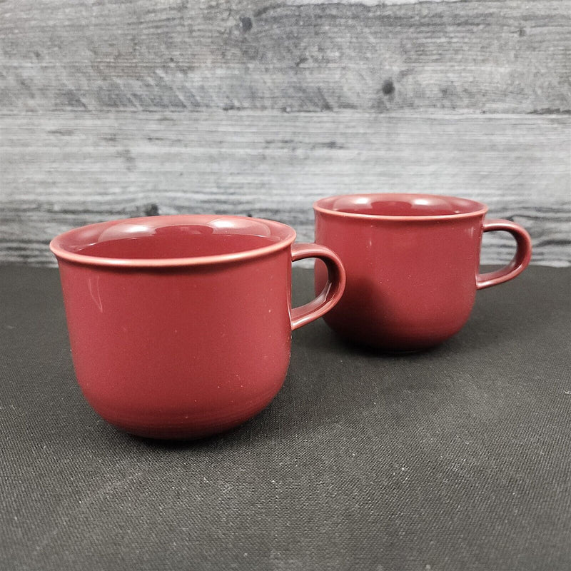 Load image into Gallery viewer, Nancy Calhoun Raspberry Red 2 Tea Cup Set Ceramic Stoneware Coffee Mugs