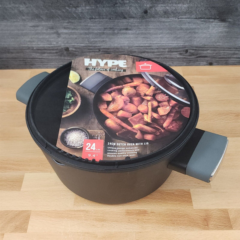 Load image into Gallery viewer, Dutch Oven With Nonstick Interior with Glass Lid And Handles Aluminum 4 Qt Black