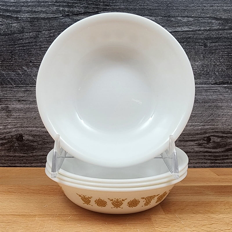 Load image into Gallery viewer, Corelle Corning Butterfly Gold Bowl Set of 4 Fruit Dessert Sauce Ceramic White