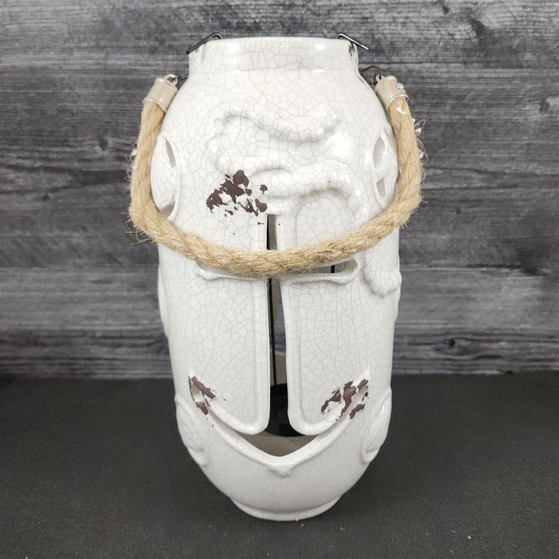 Load image into Gallery viewer, Nautical Maritime Lantern White Tea light Candle Holder Weathered Look Lamp